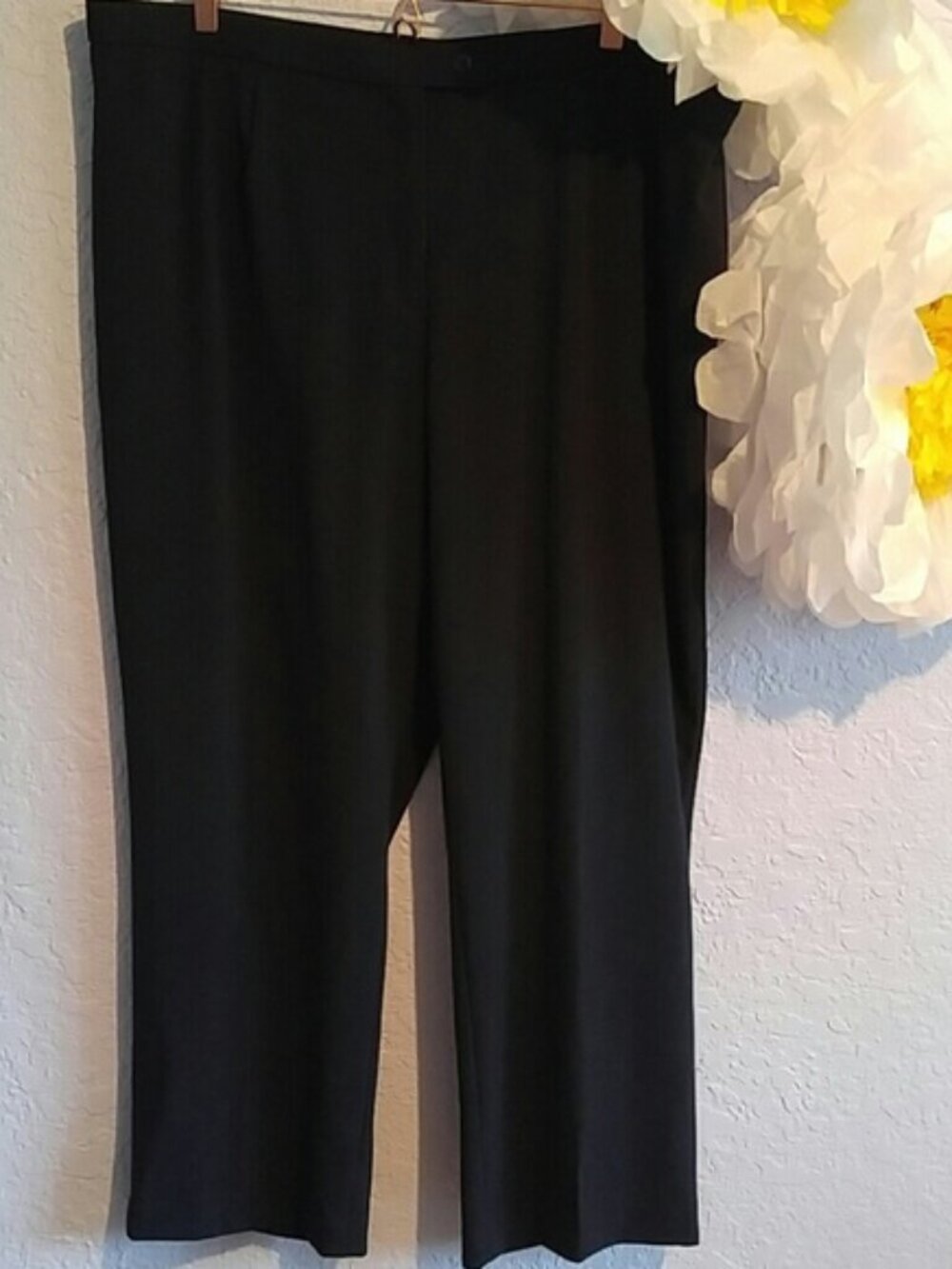 East 5th Woman SZ 22WP Mujeres Petite Polyester Nylon & Spandex Black Trousers